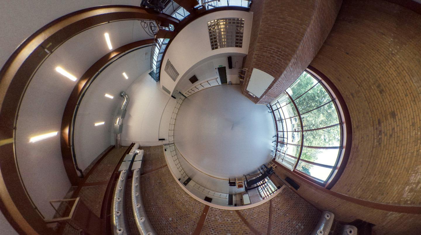 A panorama of a dance studio.