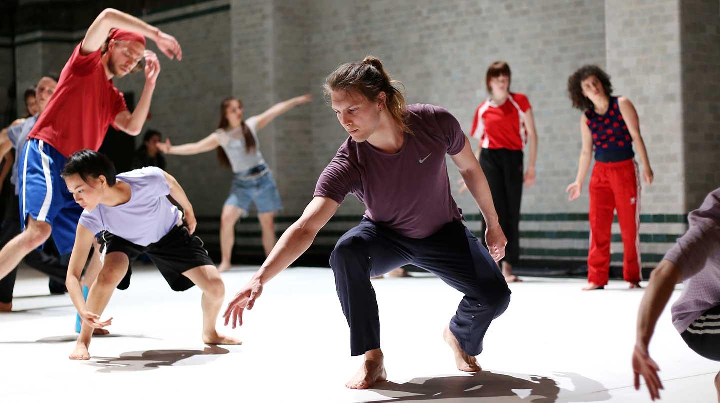 Six young people in a dance performance